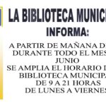 Ampliación horario de la biblioteca